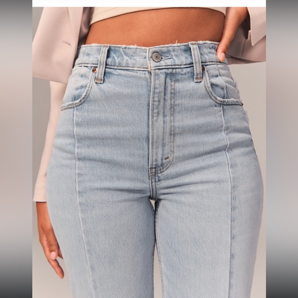 ABERCROMBIE Curve Love High Rise Split Hem Seamed Jeans NWT - Picture 7 of 16